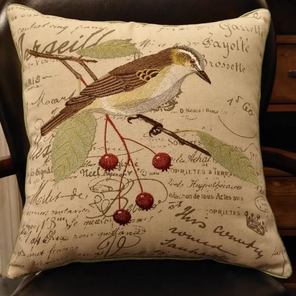 Decorative Throw Pillows, Bird Throw Pillows, Pillows for Farmhouse, Sofa Throw Pillows, Embroidery Throw Pillows, Rustic Pillows for Couch-Silvia Home Craft