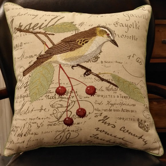 Decorative Throw Pillows for Couch, Bird Pillows, Pillows for Farmhouse, Sofa Throw Pillows, Embroidery Throw Pillows, Rustic Pillows-Silvia Home Craft