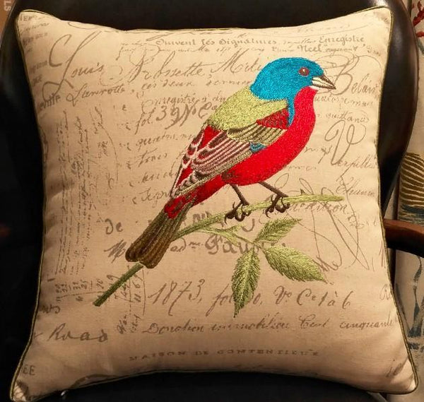 Pillows for Farmhouse, Living Room Throw Pillows, Decorative Sofa Pillows, Bird Throw Pillows, Embroidery Throw Pillows, Rustic Pillows for Couch-Silvia Home Craft