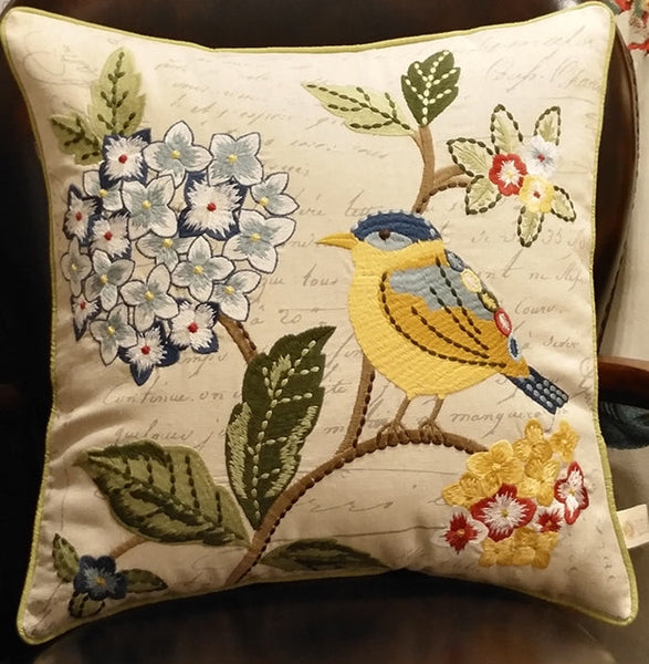 Decorative Throw Pillows for Couch, Bird Pillows, Pillows for Farmhouse, Sofa Throw Pillows, Embroidery Throw Pillows, Rustic Pillows-Silvia Home Craft