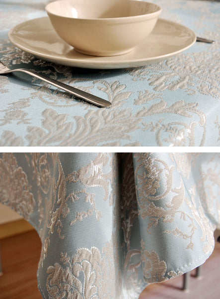 Jacquard Tablecloth, Large Flax Table Cloth, Luxury Table Decor, Linen Table Cover-Silvia Home Craft
