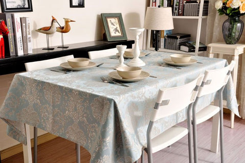 Jacquard Tablecloth, Large Flax Table Cloth, Luxury Table Decor, Linen Table Cover-Silvia Home Craft