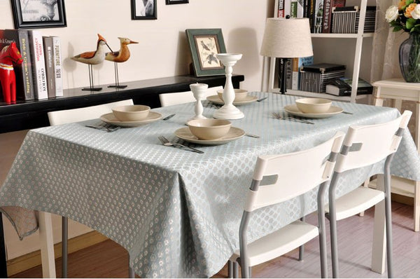 Luxury Table Decor, Jacquard Tablecloth, Large Flax Table Cloth, Linen Table Cover-Silvia Home Craft