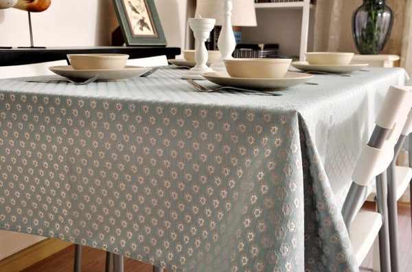 Luxury Table Decor, Jacquard Tablecloth, Large Flax Table Cloth, Linen Table Cover-Silvia Home Craft