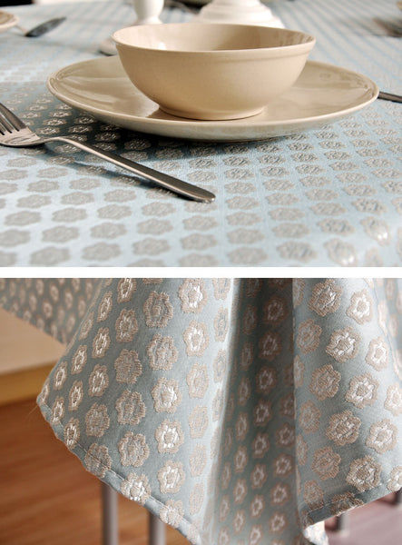Luxury Table Decor, Jacquard Tablecloth, Large Flax Table Cloth, Linen Table Cover-Silvia Home Craft