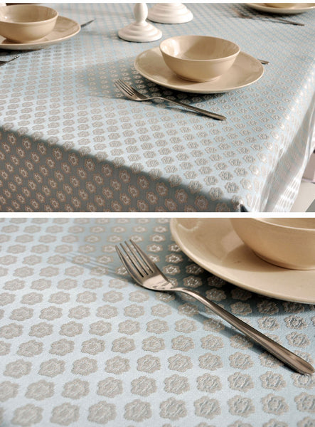 Luxury Table Decor, Jacquard Tablecloth, Large Flax Table Cloth, Linen Table Cover-Silvia Home Craft