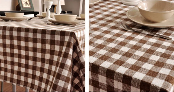 Brown Plaid Buffalo Check Tablecloth, Overlay Plaid Table cloth, Table Topper, Farmhouse Cottage Country Decor-Silvia Home Craft