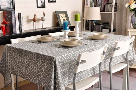 Arrow Pattern Fabric Table Cloth, Linen Cotton Fabric Table Cover, Tablecloth Fabric-Silvia Home Craft