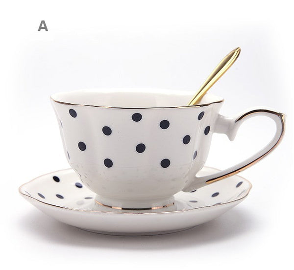 Elegant Ceramic Coffee Cups, Beautiful British Tea Cups, Unique Porcelain Cup and Saucer, Creative Bone China Porcelain Tea Cup Set-Silvia Home Craft