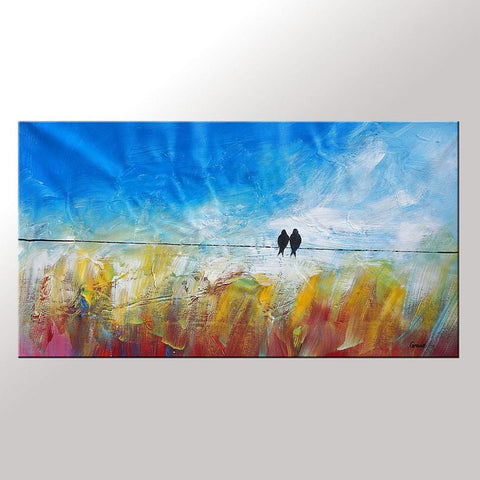 Dining Room Wall Art, Modern Wall Art, Abstract Art, Contemporary Painting, Love Birds Painting, Art for Sale, Abstract Art Painting, Wedding Gift-Silvia Home Craft