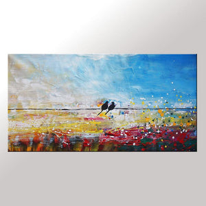 Modern Wall Art, Abstract Art, Contemporary Painting, Love Birds Painting, Art for Sale, Abstract Art Painting, Dining Room Wall Art, Wedding Gift-Silvia Home Craft