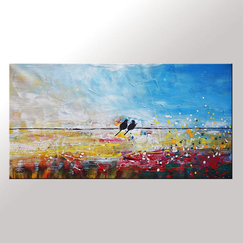 Modern Wall Art, Abstract Art, Contemporary Painting, Love Birds Painting, Art for Sale, Abstract Art Painting, Dining Room Wall Art, Wedding Gift-Silvia Home Craft