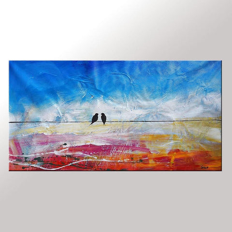 Modern Art, Abstract Art, Contemporary Wall Art, Love Birds Painting, Art for Sale, Abstract Art Painting, Dining Room Wall Art, Wedding Gift-Silvia Home Craft