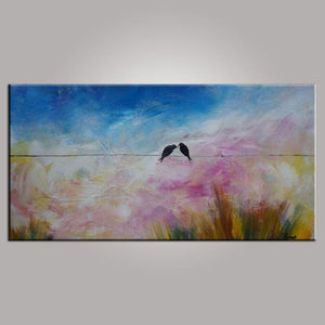 Love Birds Painting, Art for Sale, Abstract Art Painting, Bedroom Wall Art, Canvas Art-Silvia Home Craft