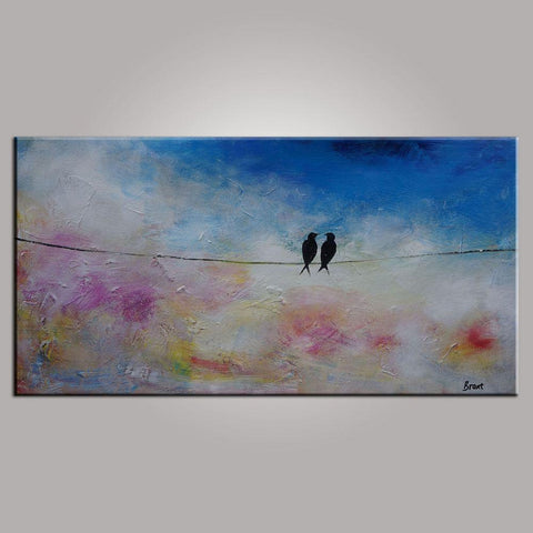 Modern Art, Love Birds Painting, Abstract Art, Contemporary Wall Art, Art for Sale, Abstract Art Painting, Living Room Wall Art, Canvas Art-Silvia Home Craft