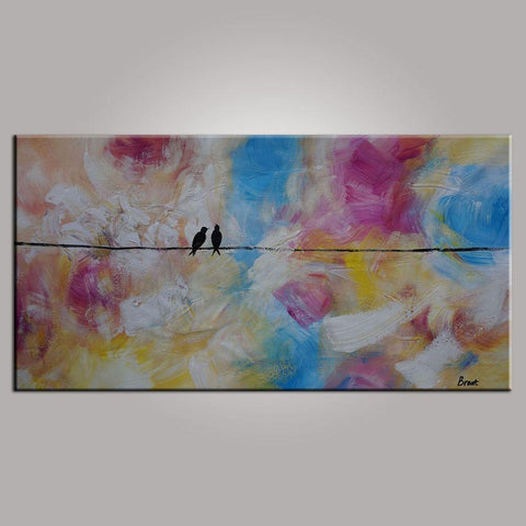 Contemporary Wall Art, Modern Art, Love Birds Painting, Art for Sale, Abstract Art Painting, Bedroom Wall Art, Canvas Art-Silvia Home Craft
