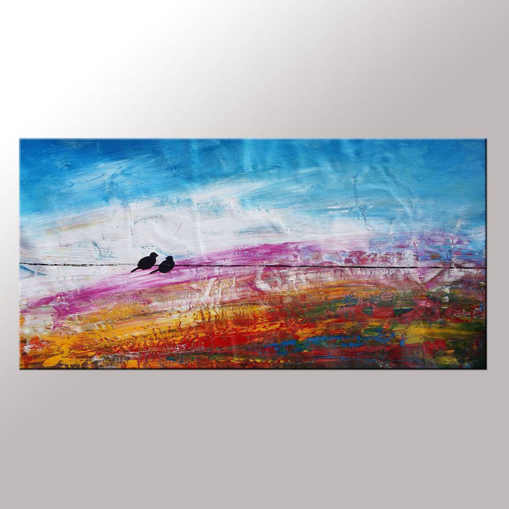 Modern Art, Love Birds Painting, Art for Sale, Abstract Wall Art, Contemporary Painting, Abstract Painting, Bedroom Wall Art, Canvas Art Painting-Silvia Home Craft