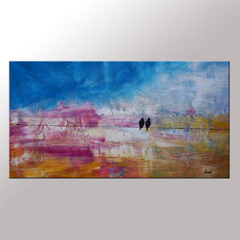Modern Art, Love Birds Painting, Art for Sale, Abstract Wall Art, Contemporary Painting, Abstract Painting, Bedroom Wall Art, Canvas Art Painting-Silvia Home Craft