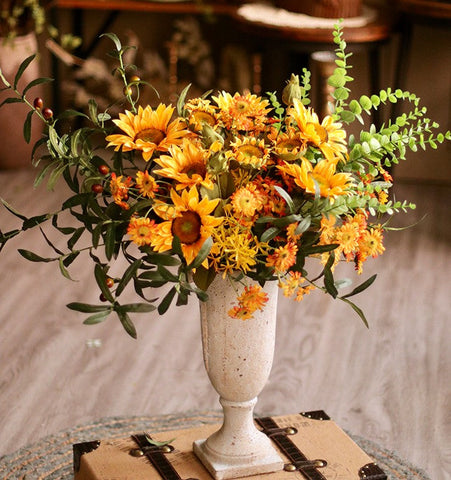 Large Bunch of Yellow Sunflowers, Unique Floral Arrangement for Home Decoration, Table Centerpiece, Real Touch Artificial Flowers for Living Room-Silvia Home Craft