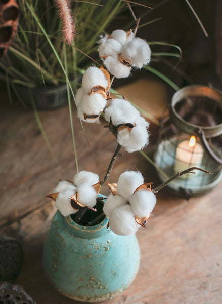 Cotton Branch, Table Centerpiece, Spring Artificial Floral for Dining Room, Bedroom Flower Arrangement Ideas, Simple Modern Flower Arrangement Ideas for Home Decoration-Silvia Home Craft