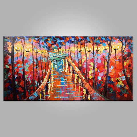 Autumn Park Painting, Canvas Art, Bedroom Wall Art, Modern Art, Painting for Sale, Contemporary Art, Abstract Art-Silvia Home Craft