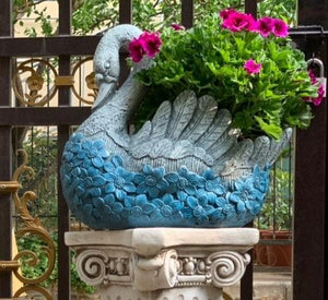 Large Swan Statue for Garden, Swan Flower Pot, Animal Statue for Garden Courtyard Ornament, Villa Outdoor Decor Gardening Ideas-Silvia Home Craft