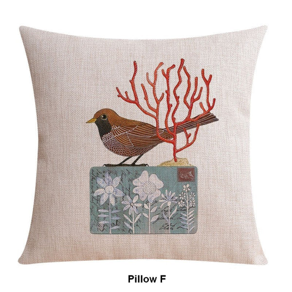 Love Birds Throw Pillows for Couch, Singing Birds Decorative Throw Pillows, Modern Sofa Decorative Pillows, Decorative Pillow Covers-Silvia Home Craft