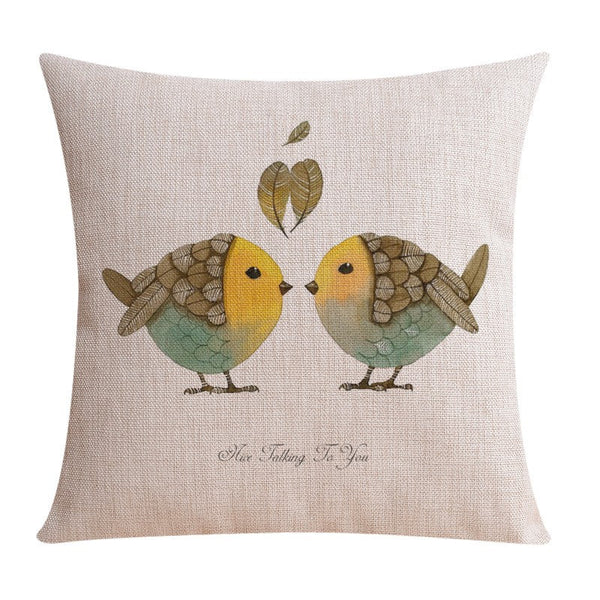 Decorative Sofa Pillows for Dining Room, Simple Decorative Pillow Covers, Love Birds Throw Pillows for Couch, Singing Birds Decorative Throw Pillows-Silvia Home Craft