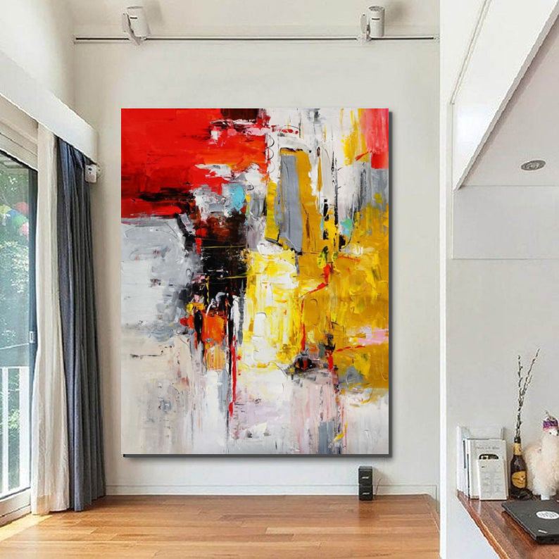 Canvas Painting for Living Room, Modern Wall Art Painting, Huge Contemporary Abstract Artwork-Silvia Home Craft