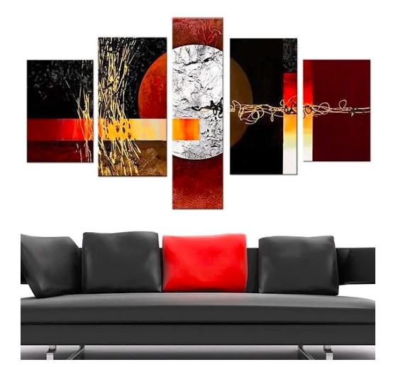 Multiple Wall Art Paintings, Red and Black Abstract Painting, Large Painting for Sale, Modern Abstract Paintings-Silvia Home Craft