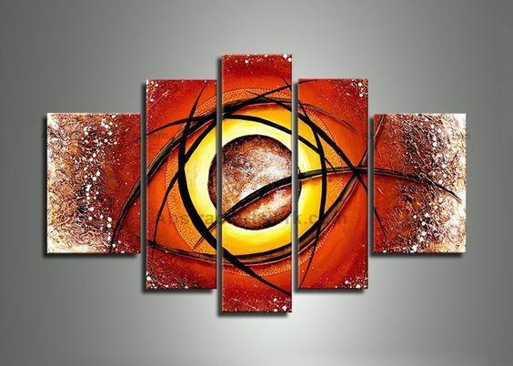 Large Modern Artwork, Abstract Painting for Sale, 5 Piece Canvas Wall Art, Living Room Canvas Painting, Heavy Texture Paintings-Silvia Home Craft