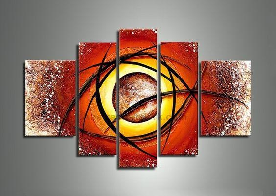 Large Modern Artwork, Abstract Painting for Sale, 5 Piece Canvas Wall Art, Living Room Canvas Painting, Heavy Texture Paintings-Silvia Home Craft