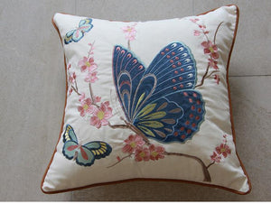 Butterfly Cotton and linen Pillow Cover, Decorative Throw Pillows for Living Room, Decorative Sofa Pillows-Silvia Home Craft