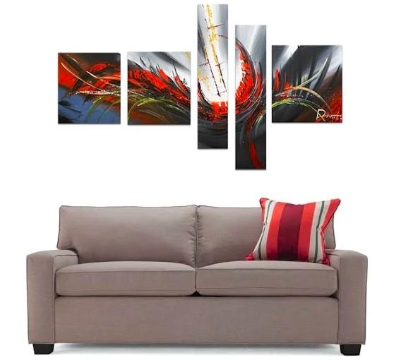 Abstract Canvas Painting, Simple Acrylic Art, 5 Piece Wall Painting, Canvas Painting for Living Room, Contemporary Modern Art-Silvia Home Craft