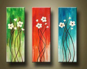 Flower Painting, Modern Painting, Acrylic Flower Paintings, Wall Art Painting, Contemporary Paintings-Silvia Home Craft