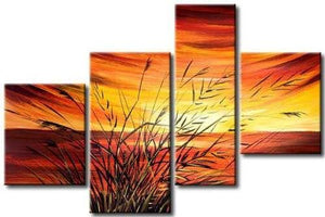 Sunset by the Lake, 4 Piece Canvas Art, Painting for Sale, Bedroom Canvas Painting-Silvia Home Craft