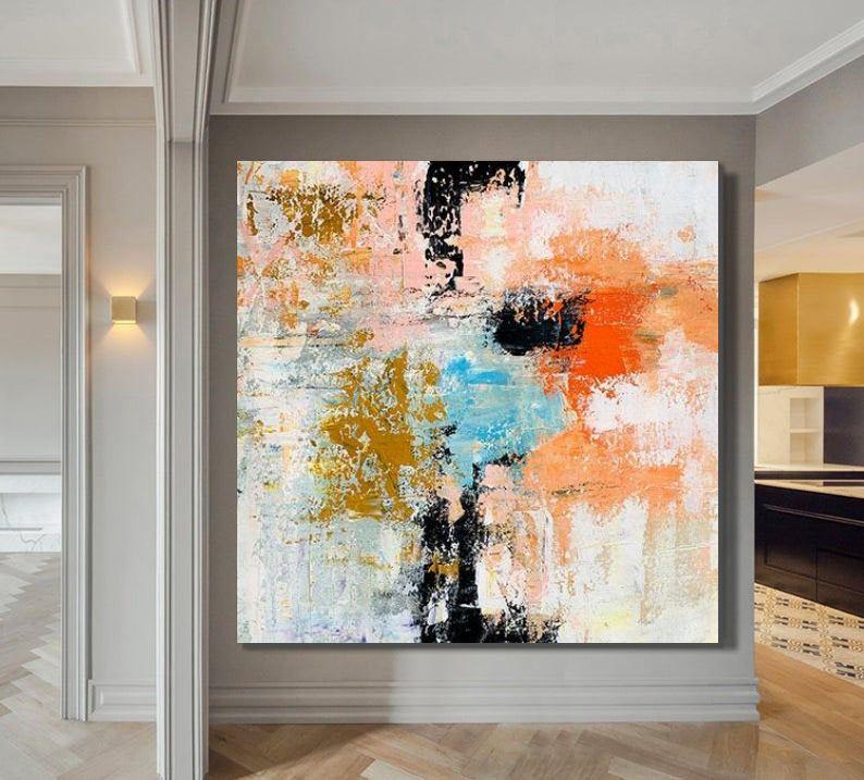 Huge Canvas Painting, Extra Large Paintings on Canvas, Simple Painting Ideas, Living Room Wall Art Paintings, Modern Canvas Painting for Bedroom-Silvia Home Craft