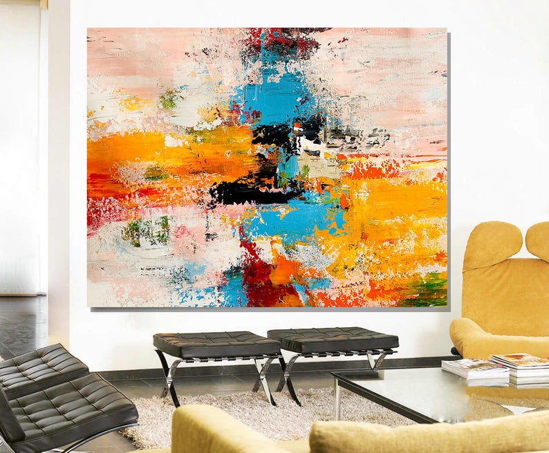 Acrylic Abstract Art, Extra Large Paintings, Modern Abstract Acrylic Painting, Living Room Wall Painting-Silvia Home Craft