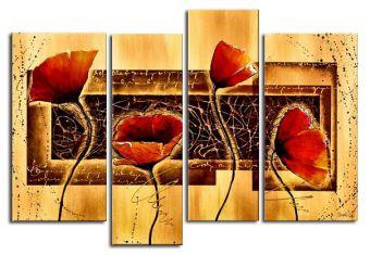 Flower Abstract Painting, Large Acrylic Painting, Flower Abstract Painting, Bedroom Wall Paintings, Heavy Texture Paintings-Silvia Home Craft