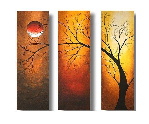 Acrylic Modern Paintings, Acrylic Wall Art Painting, Moon Painting, Tree Painting, Paintings for Bedroom-Silvia Home Craft