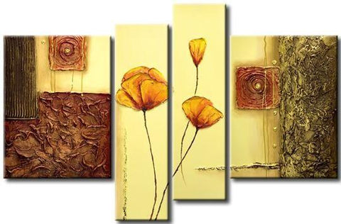 Flower Abstract Painting, Large Acrylic Painting on Canvas, Abstract Flower Painting, Dining Room Wall Art Paintings-Silvia Home Craft