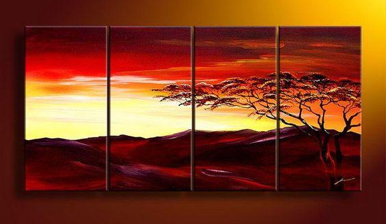 Landscape Canvas Paintings, Sunset Tree Painting, Extra Large Wall Art for Living Room, Hand Painted Wall Art, Canvas Painting for Sale-Silvia Home Craft