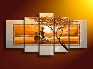 Extra Large Wall Art, African Woman Painting, Bedroom Canvas Painting, Buy Art Online-Silvia Home Craft