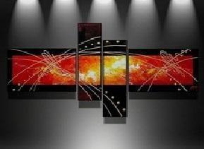 Black and Red Canvas Art Painting, Abstract Acrylic Art, 4 Piece Wall Art Paintings, Living Room Modern Paintings, Buy Painting Online-Silvia Home Craft