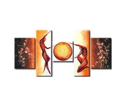 5 Piece Abstract Painting, Large Painting for Bedroom, Dancing Figure Canvas Painting, Acrylic Painting for Sale, Simple Modern Art-Silvia Home Craft