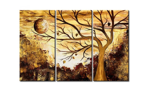 Tree of Life Painting, Moon Painting, 3 Piece Painting, Modern Acrylic Paintings, Wall Art Paintings-Silvia Home Craft