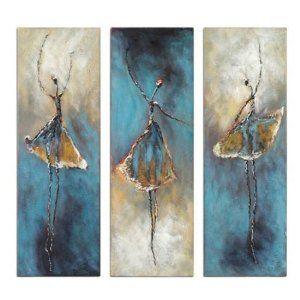 Ballet Dancers Painting, Bedroom Canvas Painting, Simple Abstract Painting, Acrylic Painting on Canvas, 3 Piece Wall Art Paintings-Silvia Home Craft