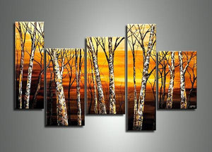 Landscape Painting, Birch Tree Painting, Acrylic Painting Landscape, Living Room Wall Art Paintings-Silvia Home Craft