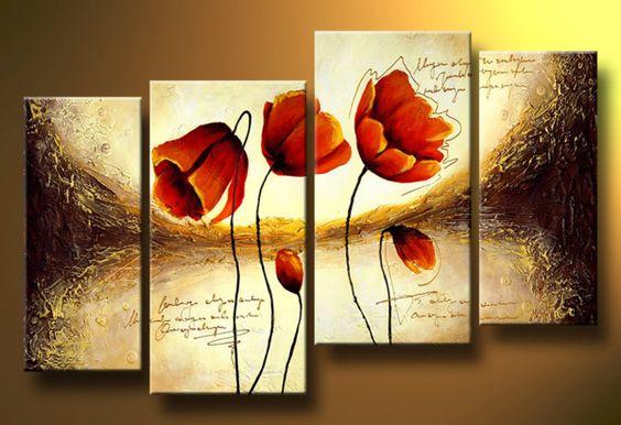 Flower Abstract Painting, Large Acrylic Painting, Flower Abstract Painting, Bedroom Wall Art Paintings, Buy Art Online-Silvia Home Craft