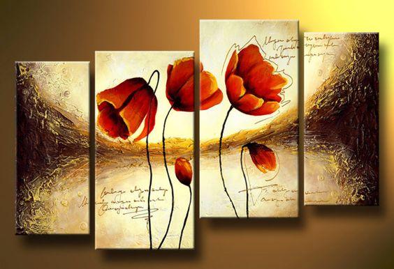 Flower Abstract Painting, Large Acrylic Painting, Flower Abstract Painting, Bedroom Wall Art Paintings, Buy Art Online-Silvia Home Craft